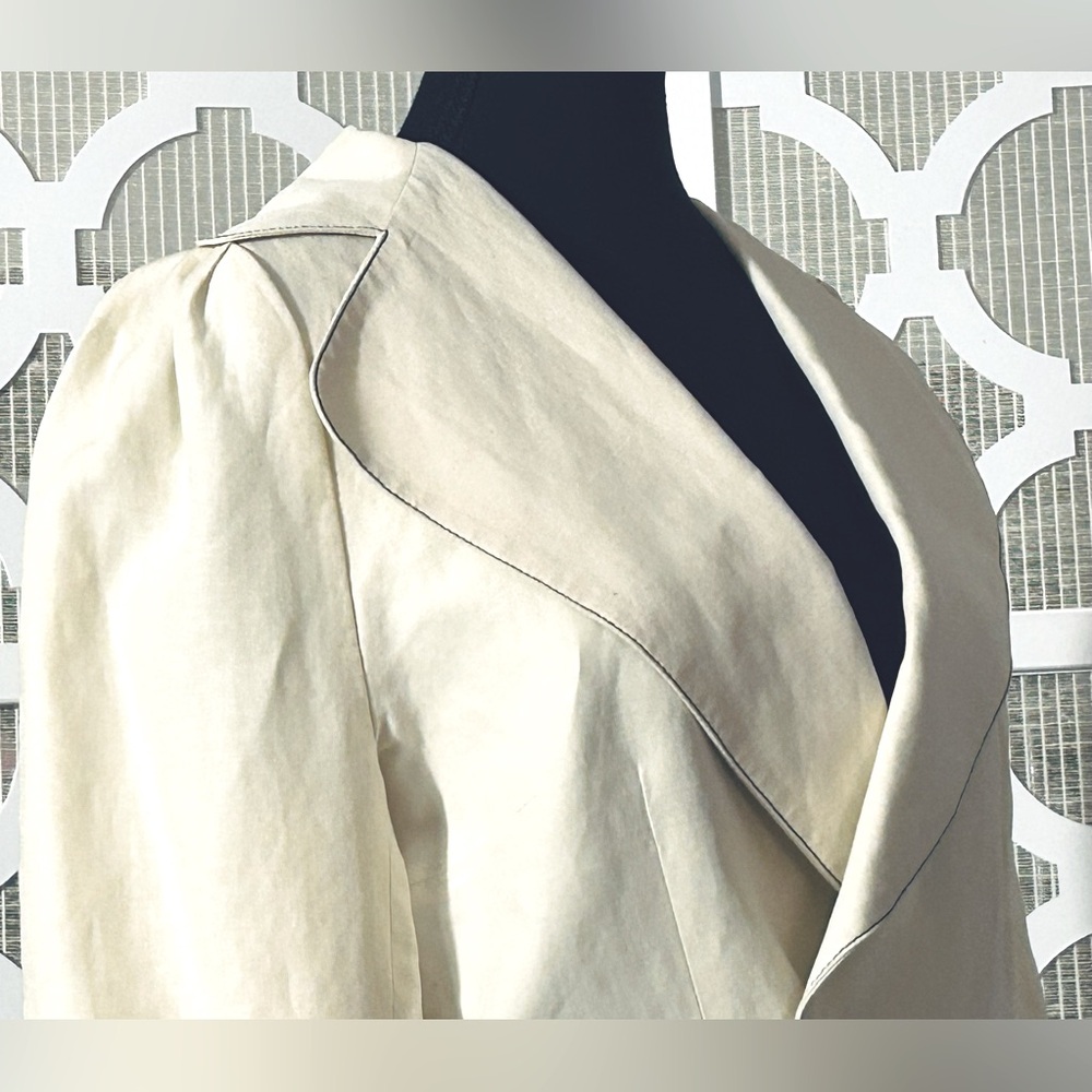 MARIMEKKO LARGE LINEN BLEND CREAM IVORY WHITE BLAZER JACKET VINTAGE DESIGNER - Picture 6 of 16